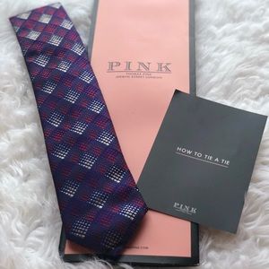 ✨NEW✨ Thomas Pink Navy Blue w/Red/White Square Tie